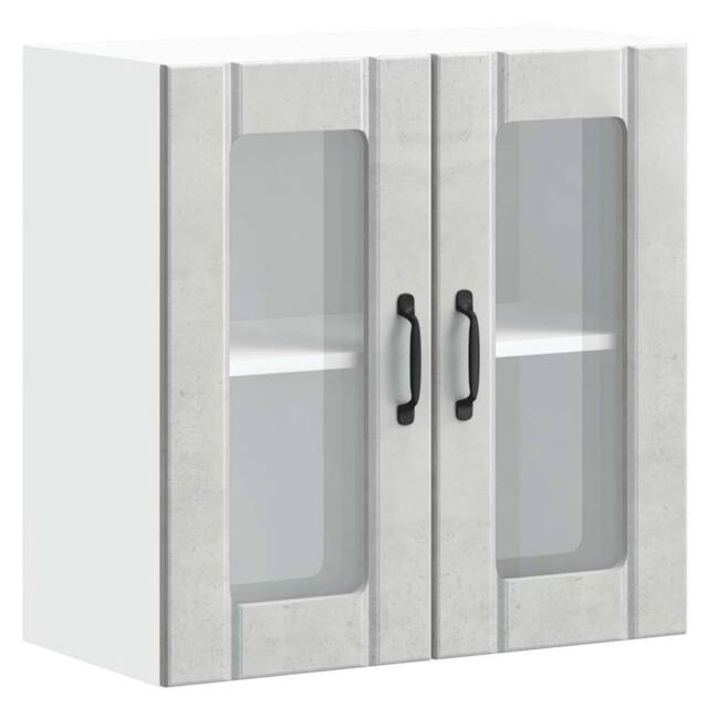 Berkfield Home Kitchen Wall Cabinet with Glass Door Kalmar Artisan Oak Wood in Grey - image 1