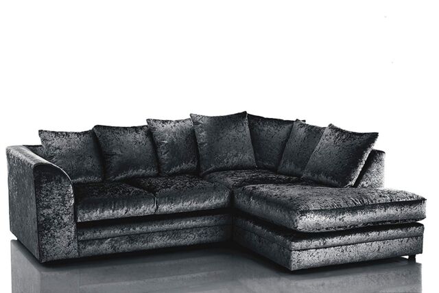 Snugg Furniture UK Limited (Right Hand) Aurora Crushed Velvet Corner Sofa in Black - image 1