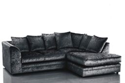 Snugg Furniture UK Limited (Right Hand) Aurora Crushed Velvet Corner Sofa in Black - thumbnail 1