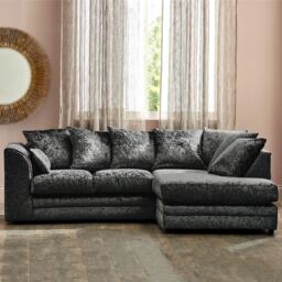 Snugg Furniture UK Limited (Right Hand) Aurora Crushed Velvet Corner Sofa in Black - thumbnail 6