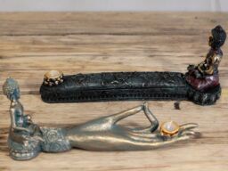 KDMD Antique Buddha - Hand Incense Burner in Teal - thumbnail 3