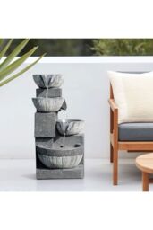 H&O Direct Outdoor Solar Powered Water Feature Fountain Deco in Natural - thumbnail 2