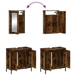Berkfield Home 2 Piece Bathroom Furniture Set Smoked Oak Engineered Wood in Brown - thumbnail 9