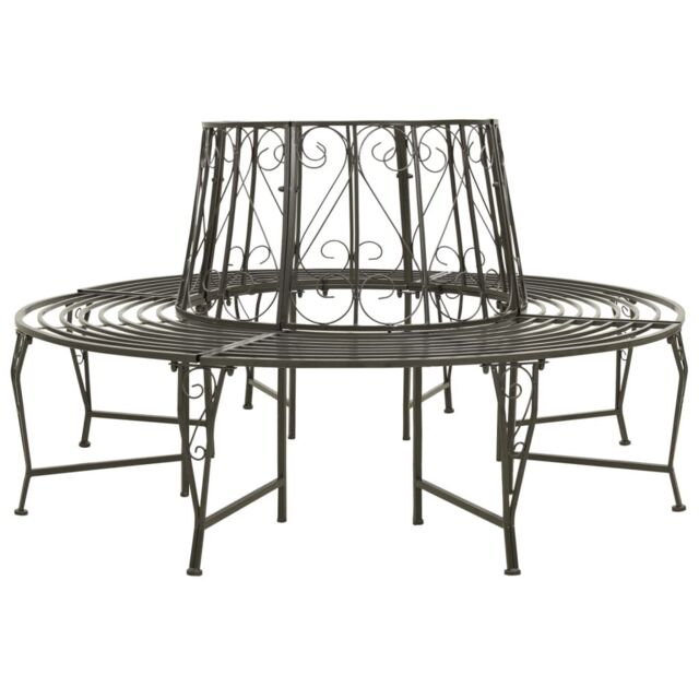 Berkfield Home Garden Tree Bench 160 cm Steel in Grey - image 1