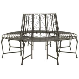Berkfield Home Garden Tree Bench 160 cm Steel in Grey