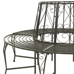 Berkfield Home Garden Tree Bench 160 cm Steel in Grey - thumbnail 4