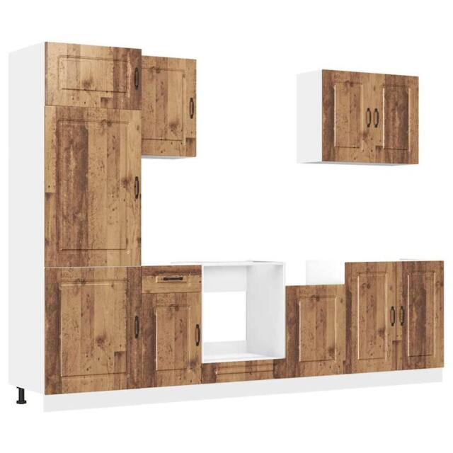 Berkfield Home 7 Piece Kitchen Cabinet Set Kalmar Old Wood Engineered Wood in Brown - image 1