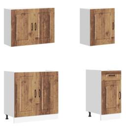 Berkfield Home 7 Piece Kitchen Cabinet Set Kalmar Old Wood Engineered Wood in Brown - thumbnail 4