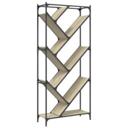 Berkfield Home Durable Bookcase Sonoma Oak 79x30x180 cm Engineered Wood & Metal in Natural - Size: 79 x 30 x 180 cm - thumbnail 7