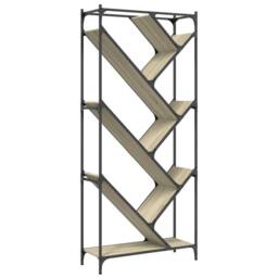 Berkfield Home Durable Bookcase Sonoma Oak 79x30x180 cm Engineered Wood & Metal in Natural - Size: 79 x 30 x 180 cm - thumbnail 3