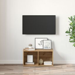 Berkfield Home TV Cabinet with Storage Artisan oak Engineered Wood in Brown - thumbnail 4