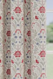 Enhanced Living 100% Blackout Floral Thermal Energy Saving Pair of Curtains with Tape Top Header - Red - Size: 117 cm width x 183 cm drop - thumbnail 3
