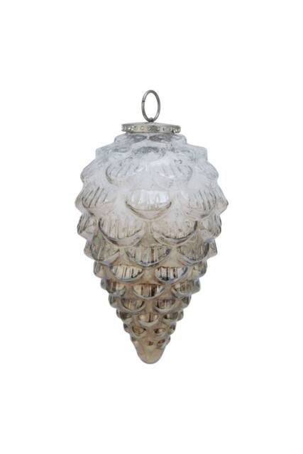 KDMD Coffee Ombre Pine Cone Bauble - Winter Woodland Decor in White - image 1