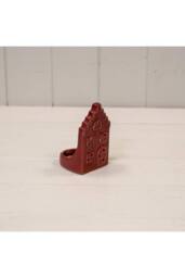 KDMD Red Ceramic House Tealight Holder with Square Roof in Dark Red - thumbnail 2