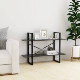 Berkfield Home Decorative 2-Tier Book Cabinet Grey 100x30x70 cm Engineered Wood - Size: 100 x 30 x 70 cm - thumbnail 1