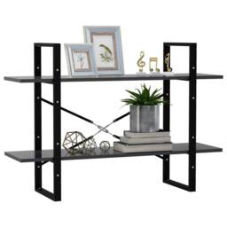 Berkfield Home Decorative 2-Tier Book Cabinet Grey 100x30x70 cm Engineered Wood - Size: 100 x 30 x 70 cm - thumbnail 4