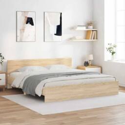 Berkfield Home Durable Bed Frame without Mattress Sonoma Oak 180x200 cm Super King in Light Brown - thumbnail 2