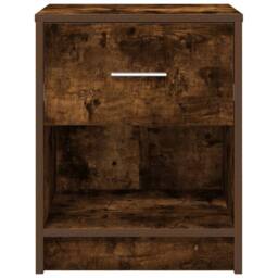 Berkfield Home Durable Bedside Cabinet with Drawer Smoked Oak 40x34x50 cm in Brown - Size: 40 x 34 x 50 cm - thumbnail 4