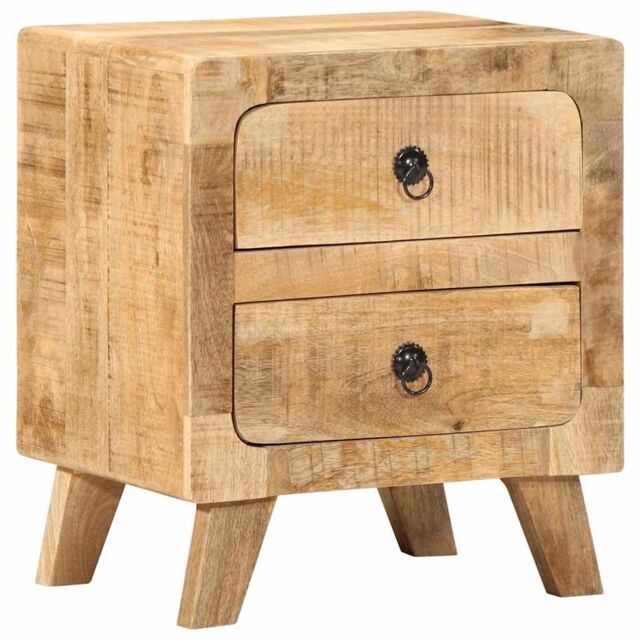 Berkfield Home Bedside Cabinet 40x32x46 cm Solid Wood Rough Mango in Brown - Size: 40 x 32 x 46 cm - image 1