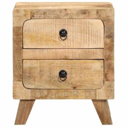 Berkfield Home Bedside Cabinet 40x32x46 cm Solid Wood Rough Mango in Brown - Size: 40 x 32 x 46 cm - thumbnail 2