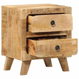 Berkfield Home Bedside Cabinet 40x32x46 cm Solid Wood Rough Mango in Brown - Size: 40 x 32 x 46 cm - thumbnail 5