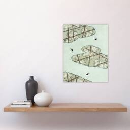 "Artery8 Abstract Floral Sky Japanese Vintage Wall Art Print Bijutsukai in Blue - Size: W12"" x H16""" - thumbnail 4