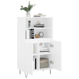 Berkfield Home Highboard White 60x36x110 cm Engineered Wood - Size: 60 x 36 x 110 cm - thumbnail 4