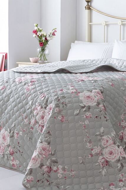 Catherine Lansfield 'Canterbury Floral' Bedspread in Grey - image 1