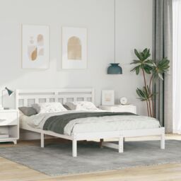 Berkfield Home with Headboard White 120 x 190 cm Pine wood - thumbnail 1