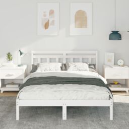 Berkfield Home with Headboard White 120 x 190 cm Pine wood - thumbnail 5