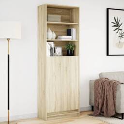 Berkfield Home Highboard with LED Sonoma Oak 69x32.5x200 cm Engineered Wood in Light Tan - thumbnail 4