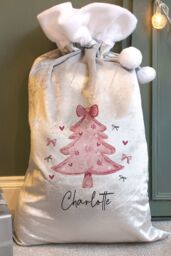 Personalised Memento Company Women's Personalised Pink Christmas Tree Sack in Grey - thumbnail 4