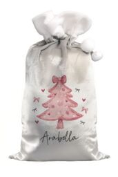 Personalised Memento Company Women's Personalised Pink Christmas Tree Sack in Grey