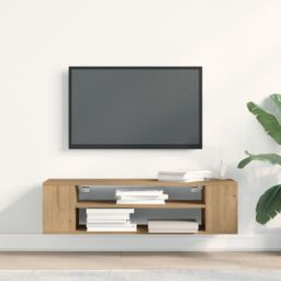 Berkfield Home Wall Mounted TV Cabinet in Artisan Oak - 100x30x26.5 cm, Made from Engineered Wood in Brown - Size: 100x30x26.5 cm - thumbnail 4