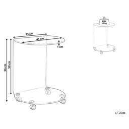 Wyld and Coco Astra Living Side Table Blue Tempered Glass Castors Easy Mobility - thumbnail 4