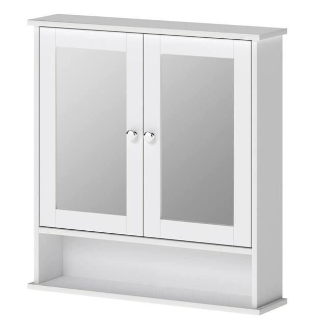 Levede Bathroom Mirror Cabinet Storage Toilet Cupboard Wall Mounted Shelves in White - image 1