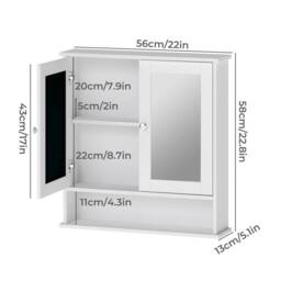 Levede Bathroom Mirror Cabinet Storage Toilet Cupboard Wall Mounted Shelves in White - thumbnail 4