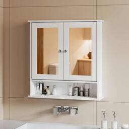 Levede Bathroom Mirror Cabinet Storage Toilet Cupboard Wall Mounted Shelves in White - thumbnail 3