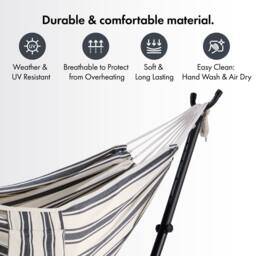VonHaus 2 Person Striped Double Polycotton Garden Hammock in White - Size: 1 Pack - thumbnail 7