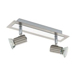 Loops Wall 2 Spot Lights Colour Satin Nickel Chrome Plated Bulb GU10 2x5W Included in Metallics - thumbnail 1
