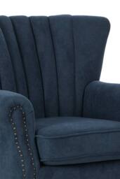 Living and Home Elegant Chenille Armchair with Rubberwood Legs in Blue - thumbnail 6