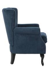 Living and Home Elegant Chenille Armchair with Rubberwood Legs in Blue - thumbnail 5