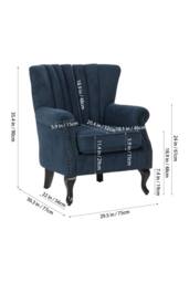 Living and Home Elegant Chenille Armchair with Rubberwood Legs in Blue - thumbnail 2