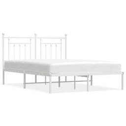 Berkfield Home Metal Bed Frame with Headboard White 140x200 cm - thumbnail 3