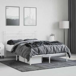 Berkfield Home Metal Bed Frame with Headboard White 140x200 cm - thumbnail 4