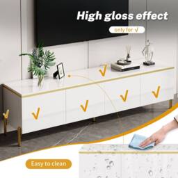 Merax Modern High Gloss 170cm TV Unit with Gold Legs & 4 Doors in White - thumbnail 7