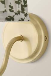 ValueLights Binky Pair of Rechargeable Gold Wall Lights with Floral Pleated Shades in Pale Green - thumbnail 6