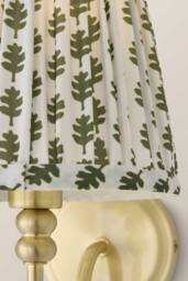 ValueLights Binky Pair of Rechargeable Gold Wall Lights with Floral Pleated Shades in Pale Green - thumbnail 5