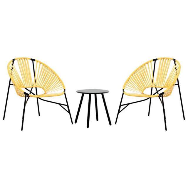 Berkfield Home Garden Chair Set 3 pcs Black & Yellow Poly Rattan - image 1