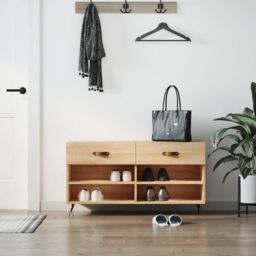 Berkfield Home Shoe Bench Sonoma Oak 102x35x55 cm Engineered Wood in Brown - Size: 102 x 35 x 55 cm